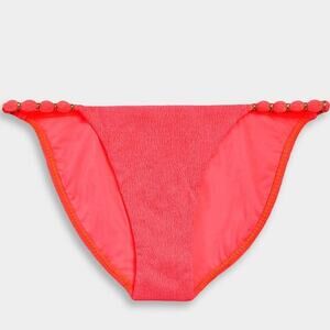 Vix Paula Hermanny Knotted Firenze Beads Low Rise Bikini Briefs Pink Red Medium